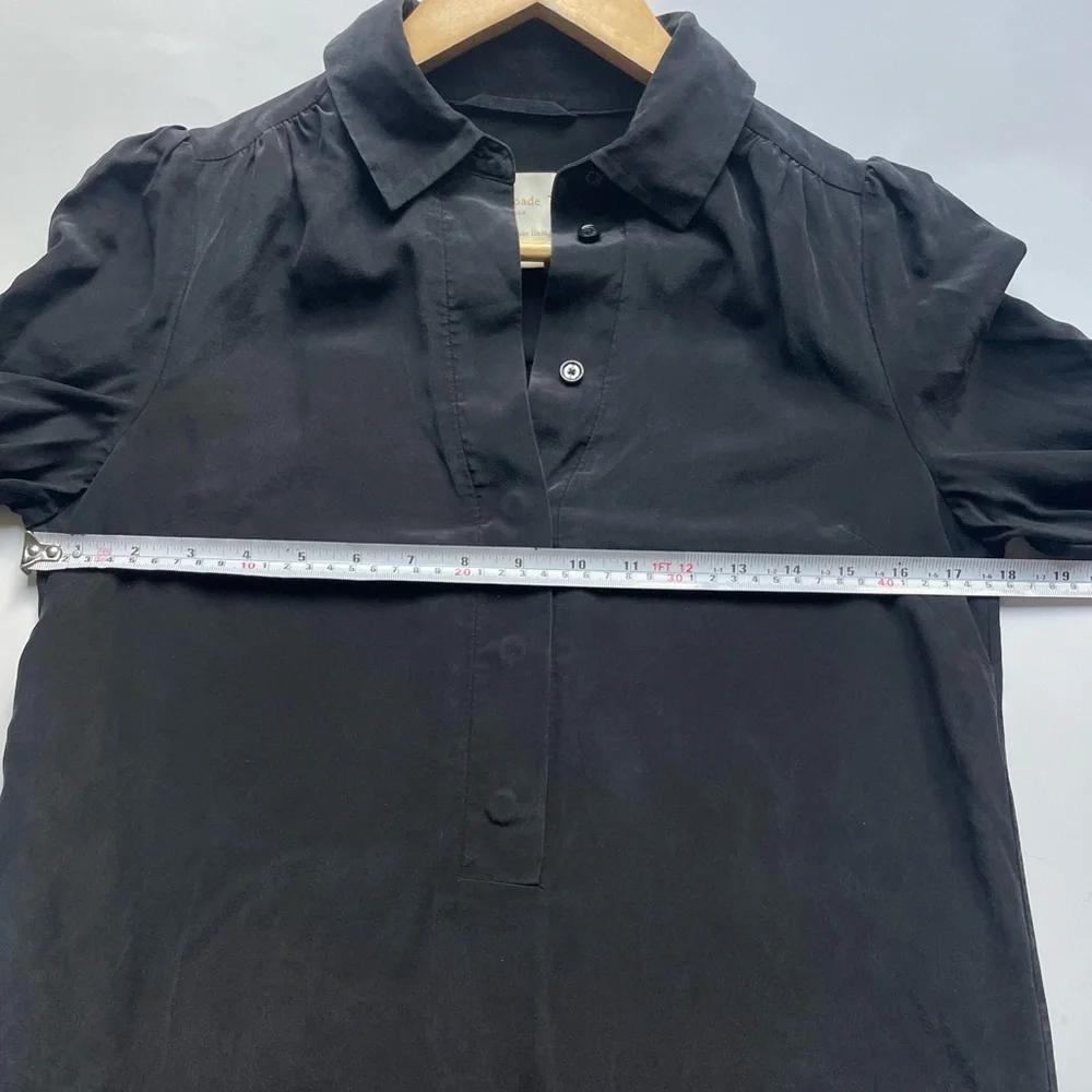kate spade silk Long Sleeve Shift Dress Black size 4